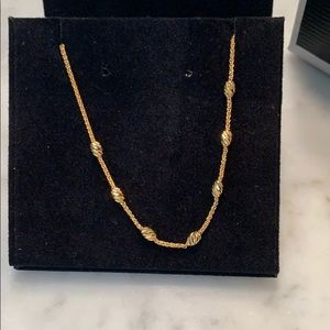 Bloomingdales 14K gold wheat chain beaded bracelet